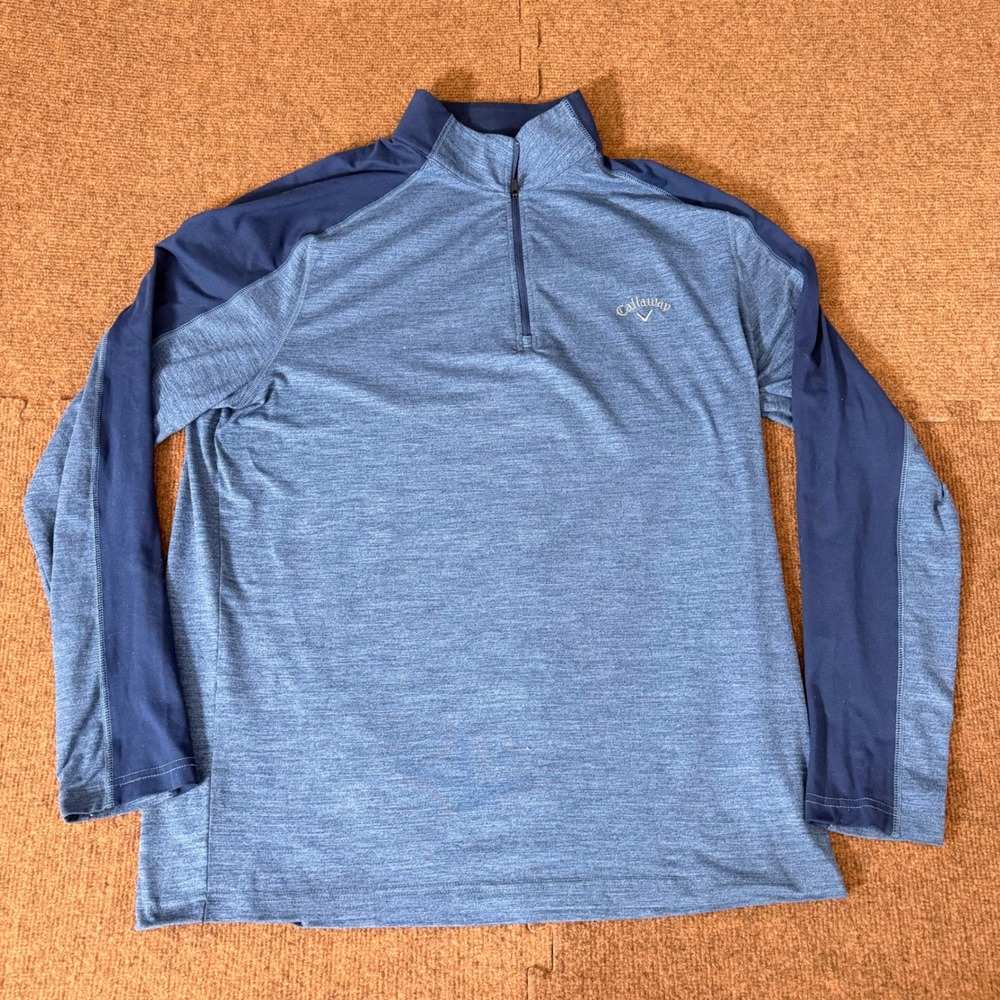 Callaway‎ Mens Blue Heathered Quarter Zip Golf Pullover Long Sleeve Shirt Medium